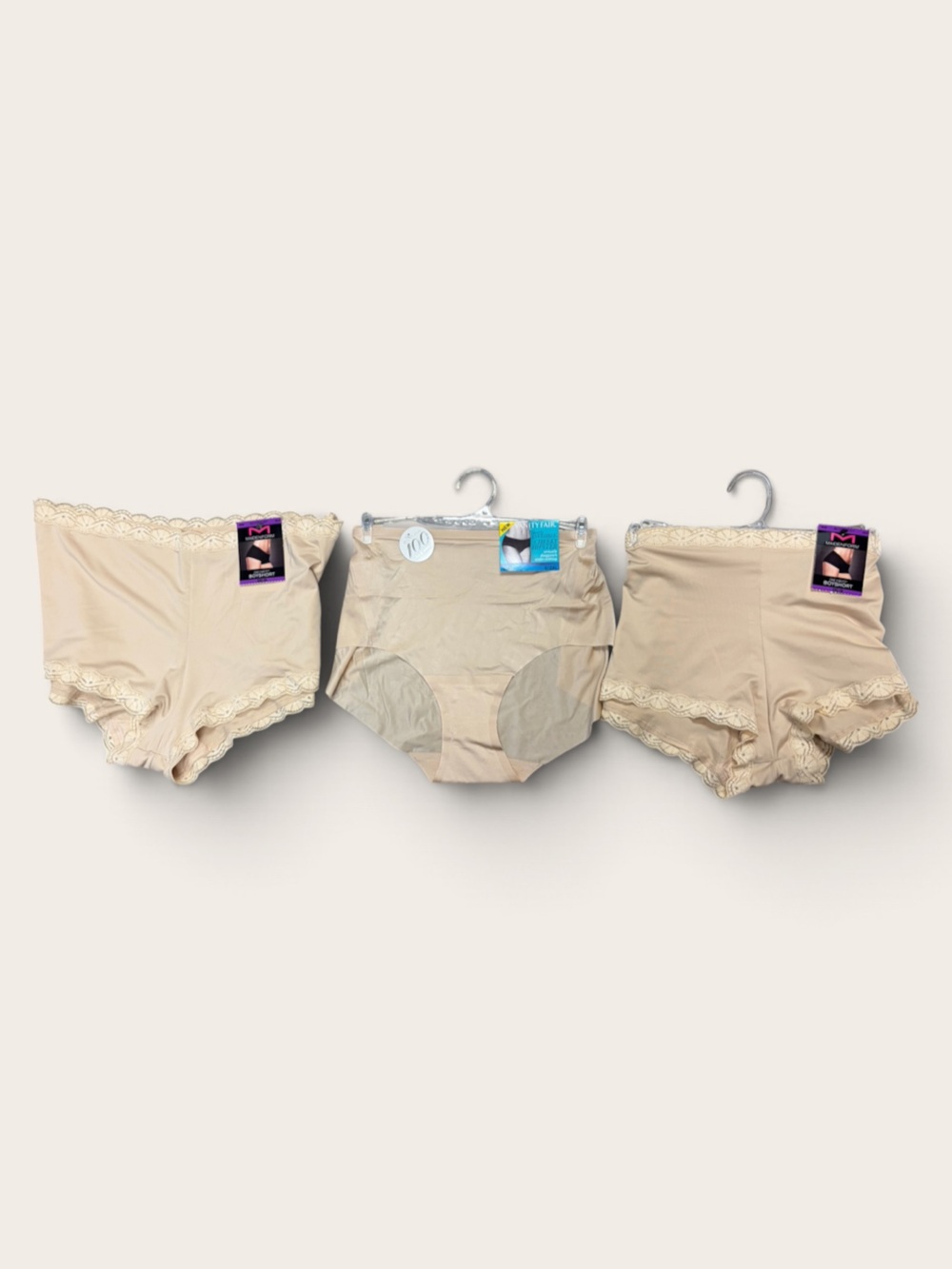Women's Beige Cotton Lace-Trim High-Waist Briefs - Pack of 3